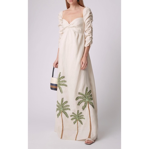 Agua by Agua Bendita Dresses & Skirts - NWT Agua Bendita America Palm-Detailed Linen Dress